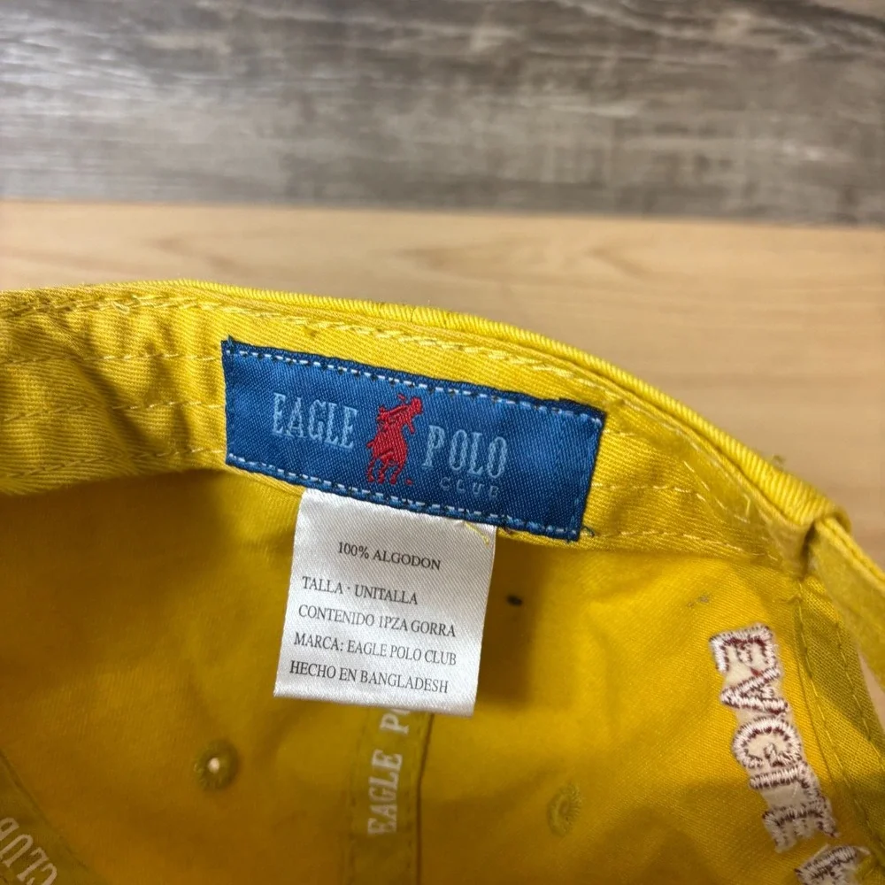 Eagle Polo Club Golf Hat Cap Strap Back Yellow Adjustable